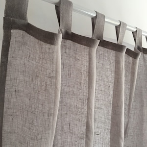 Tab Top Sheer Curtains, Sheer Linen Curtains, Light Grey Linen Curtain Panel, Tab Top Muslin Curtain for Living Room, Tab Top Canopy Bed