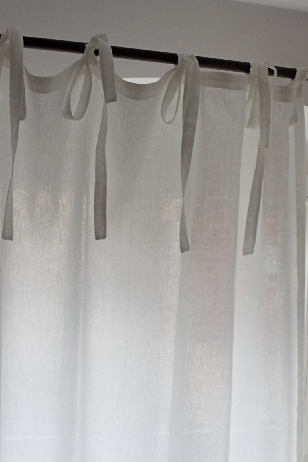 リネン　タイトップカーテン　ホワイト ホワイトシアーリネンタイトップカーテン - キッチン、寝室、リビング