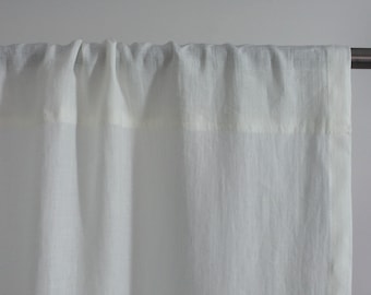 Cortinas de lino para sala de estar, cortinas de marfil, cortinas de bolsillo de varilla, panel de cortina de lino blanco, cortinas de sala de estar, cortinas de ventana