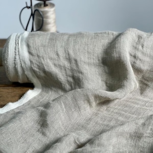 Sheer Linen Fabric: Natural Lightweight Undyed Muslin - 63&quot; Wide