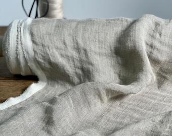 Sheer Linen Fabric: Natural Lightweight Undyed Muslin - 63" Wide