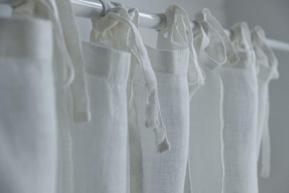 ホワイトシアーリネンカーテンパネル、タイトップウィンドウ