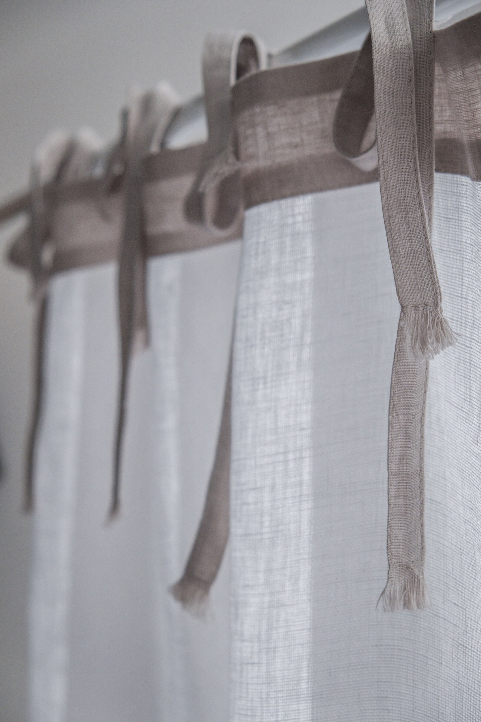 Cafe Curtains White Tie Top Cafe Window Cafe Bathroom Linen Etsy