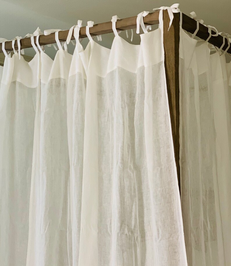 White Bed Canopy Linen Bed Canopy Canopy Bed Curtains Bed Etsy