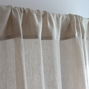 Oatmeal Linen Panel Curtain, Beige Linen Curtain Rod Pocket, Sheer Linen Drapes, Rod Pocket Linen Curtain Beige, Beige Linen Curtain