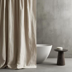 Natural Linen Shower Curtain, Bathroom Linen Shower Curtain Panel, Custom Length Shower Curtain, Hooks Stone Washed Linen Shower Curtain