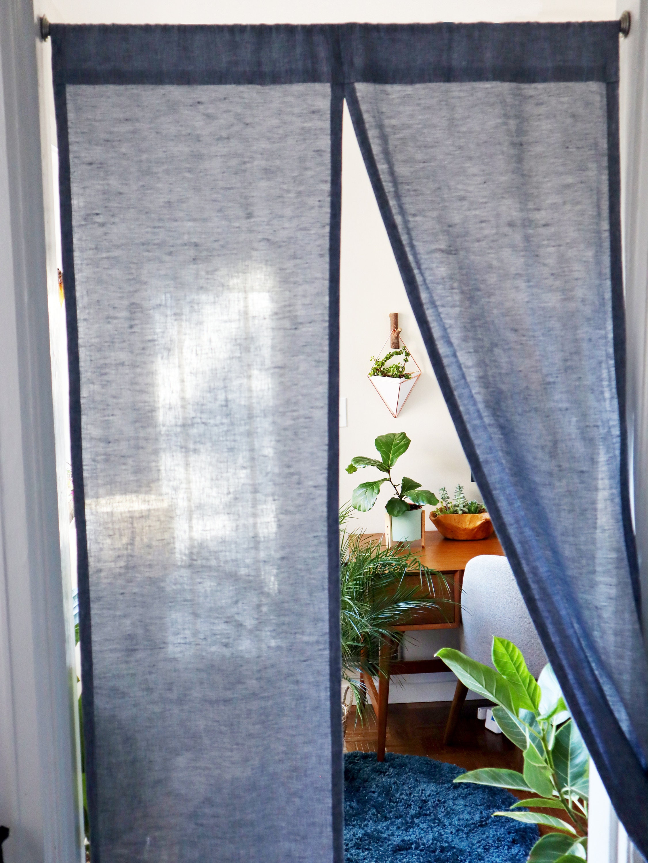 Blue Linen Noren Curtain: Japanese Room Divider - Etsy