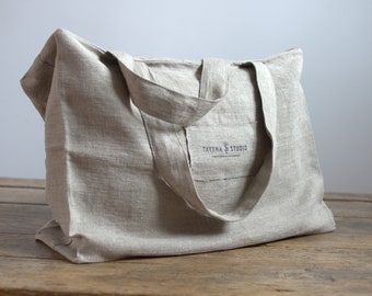 Canvas Tote Bag with Zipper, Canvas Large Shoulder Bag in Natural Color, Linen Tote With Zipper, Natural Linen Tote Bag, Zipper Canvas Bag