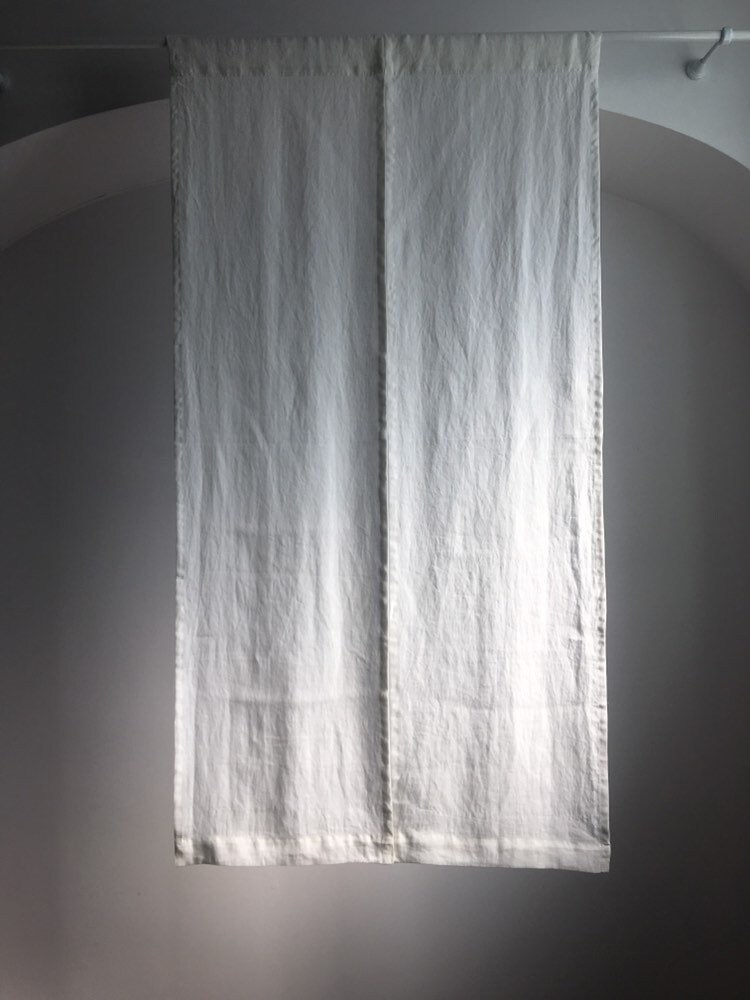 Linen Room Divider Ivory Linen Noren Doorway Curtain Curtain Etsy