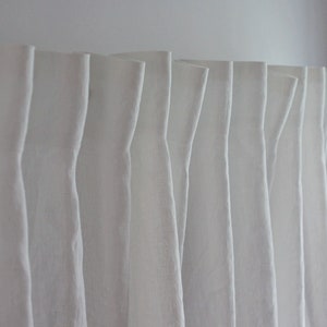 Rideau en lin blanc, rideau de panneau de lin de fenêtre, ruban de titre multifonctionnel de rideaux de lin, rideaux de fenêtre en lin blanc personnalisés, panneau de lin image 4