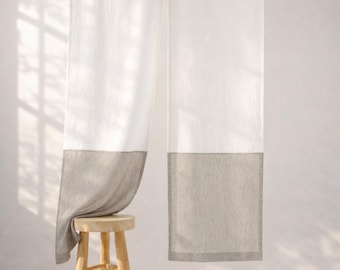 Japanese Linen Noren Curtain: Divide Spaces in Style with Two-Tone Beauty