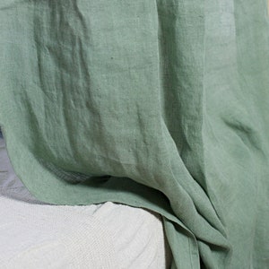 Green Linen Canopy Bed Curtains, Linen Muslin Canopy Bed Curtains, Boho Canopy Bed Curtains ...