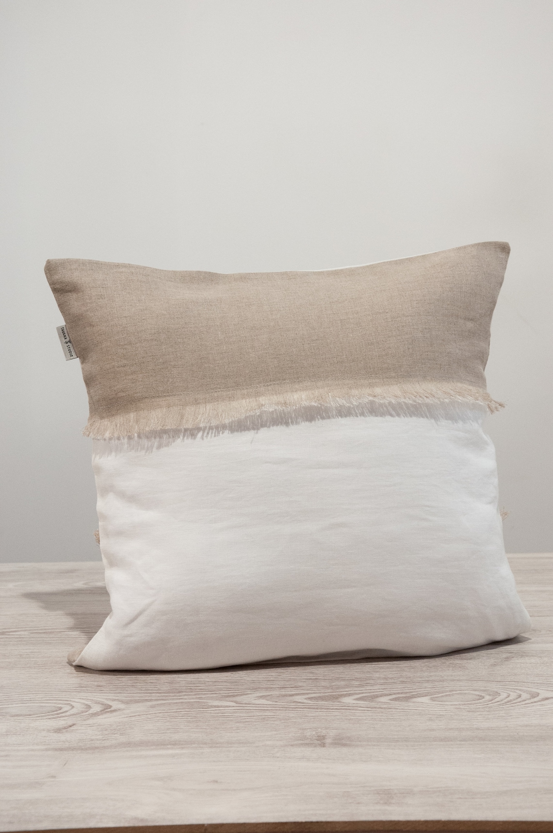 Linen Decorative Pillow Cover with Fringes Ivory Natural Etsy