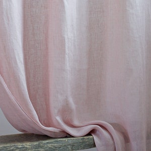Sheer Linen Curtain Panel, Linen Curtain for Living Room, Rose Linen Curtain For Clips, Rose Linen Curtain For Girls, Wedding Decor