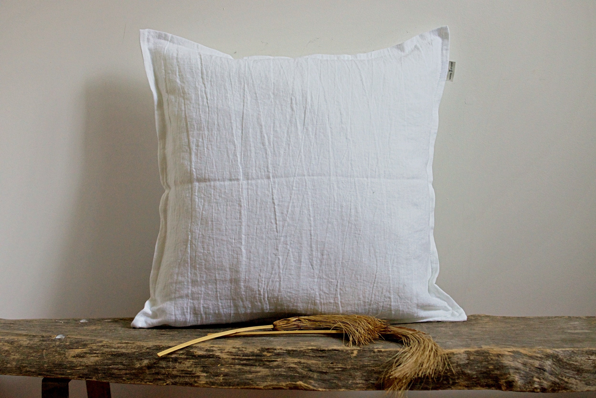 White Linen Pillow Cover in Rustic Style Stonewashed Linen Etsy