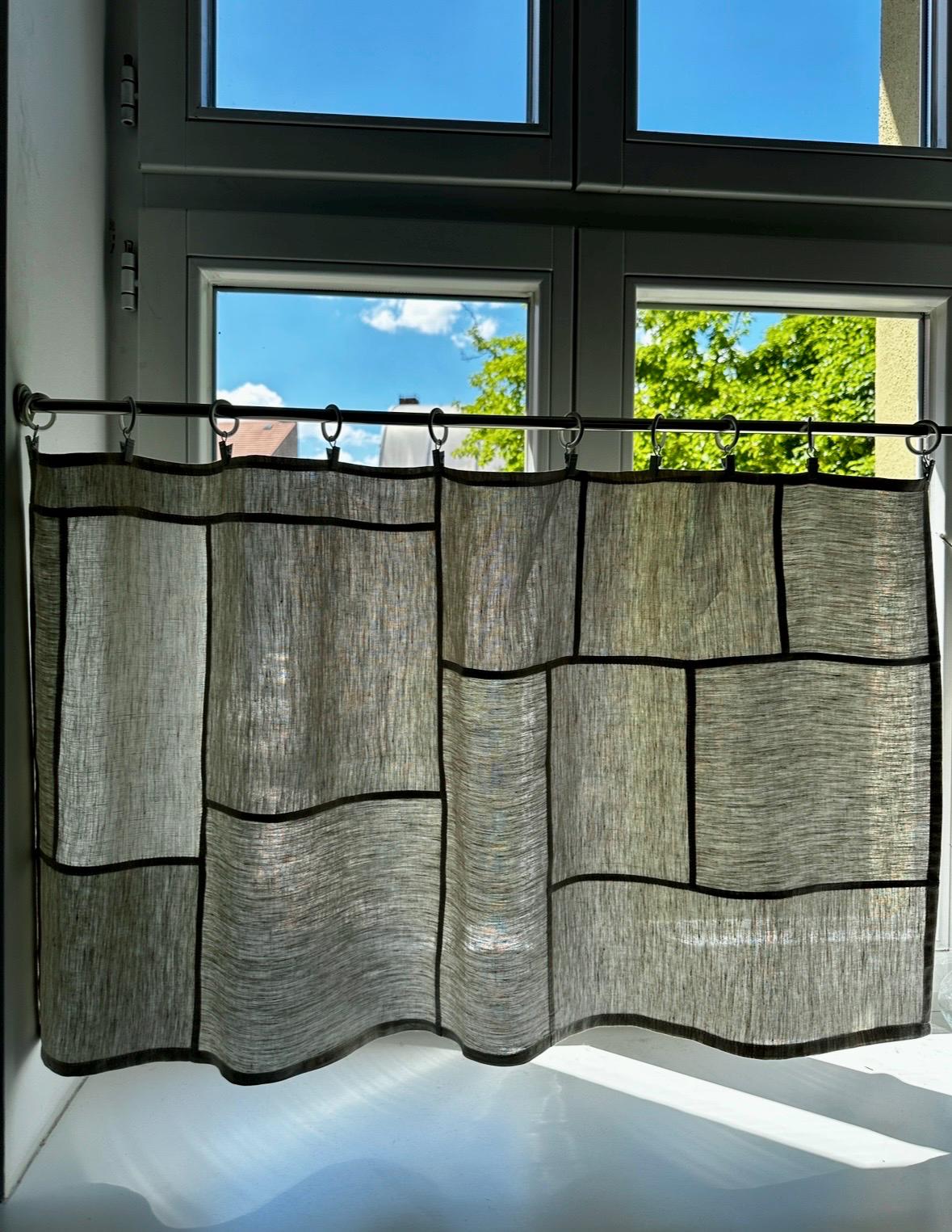 ポジャギ　118×61 ホワイトリネン　No.165 Pojagi Curtain, Korean Curtain White, Linen Bojagi Curtain