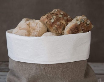 Linen Bread Bag in Rustic Style, Burlap Bread Basket, Rustic Plant Pot Linen Bag, Organic Food Storage, Linen Table Decor, Natural Linen Bag