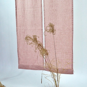 Linen Room Divider, Pink Linen Noren, Heavy Linen Noren Curtain, Linen Door Curtain, Noren Door Curtain, Japanese Long Doorway Curtain