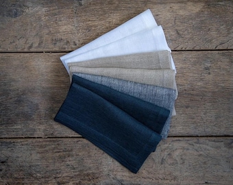 Handmade Linen Napkins Set: Navy Blue Wedding Table Decor