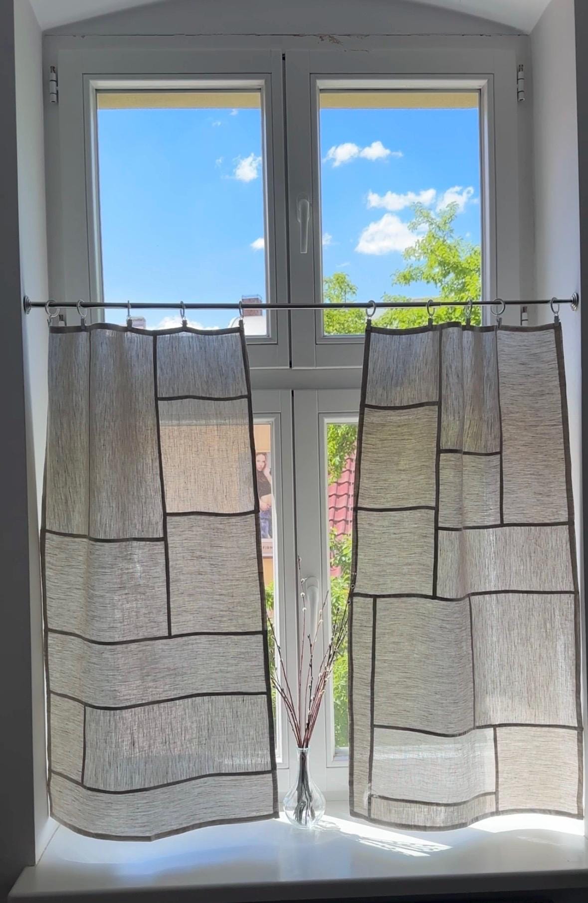 Pojagi Curtain, Korean Curtain White, Linen Bojagi Curtain
