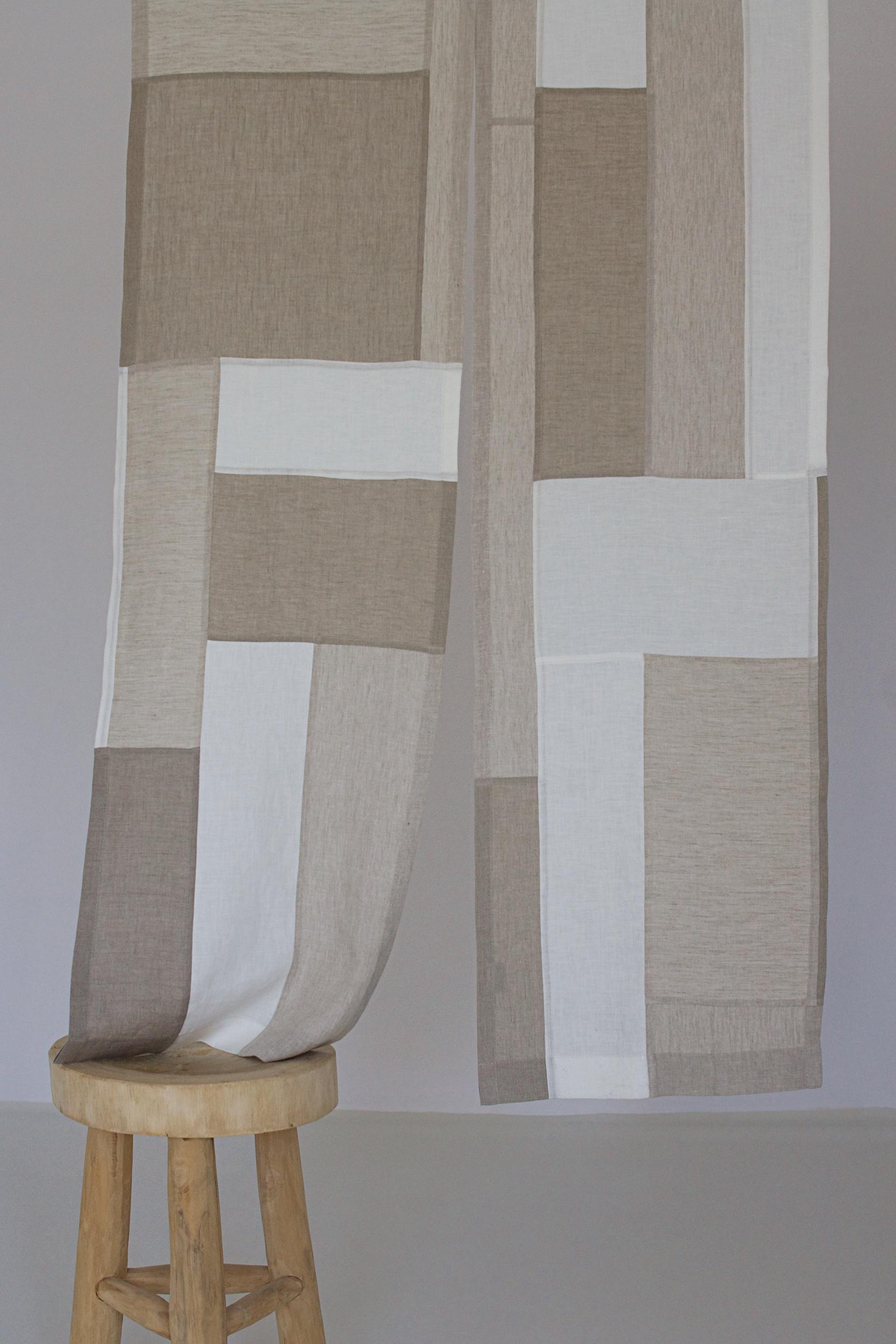 リネンのポジャギカーテン：韓国のパッチワークのれん - Etsy 日本