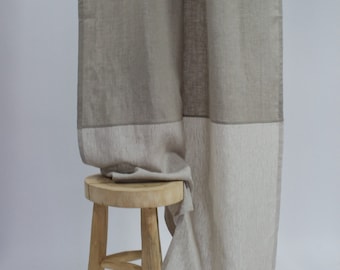 Linen Curtain, Two Toned Linen Curtains, Two Tone Curtains for Living Room, Rod Pocket Window Panel, Long Linen Drape, Heading Tape Panel