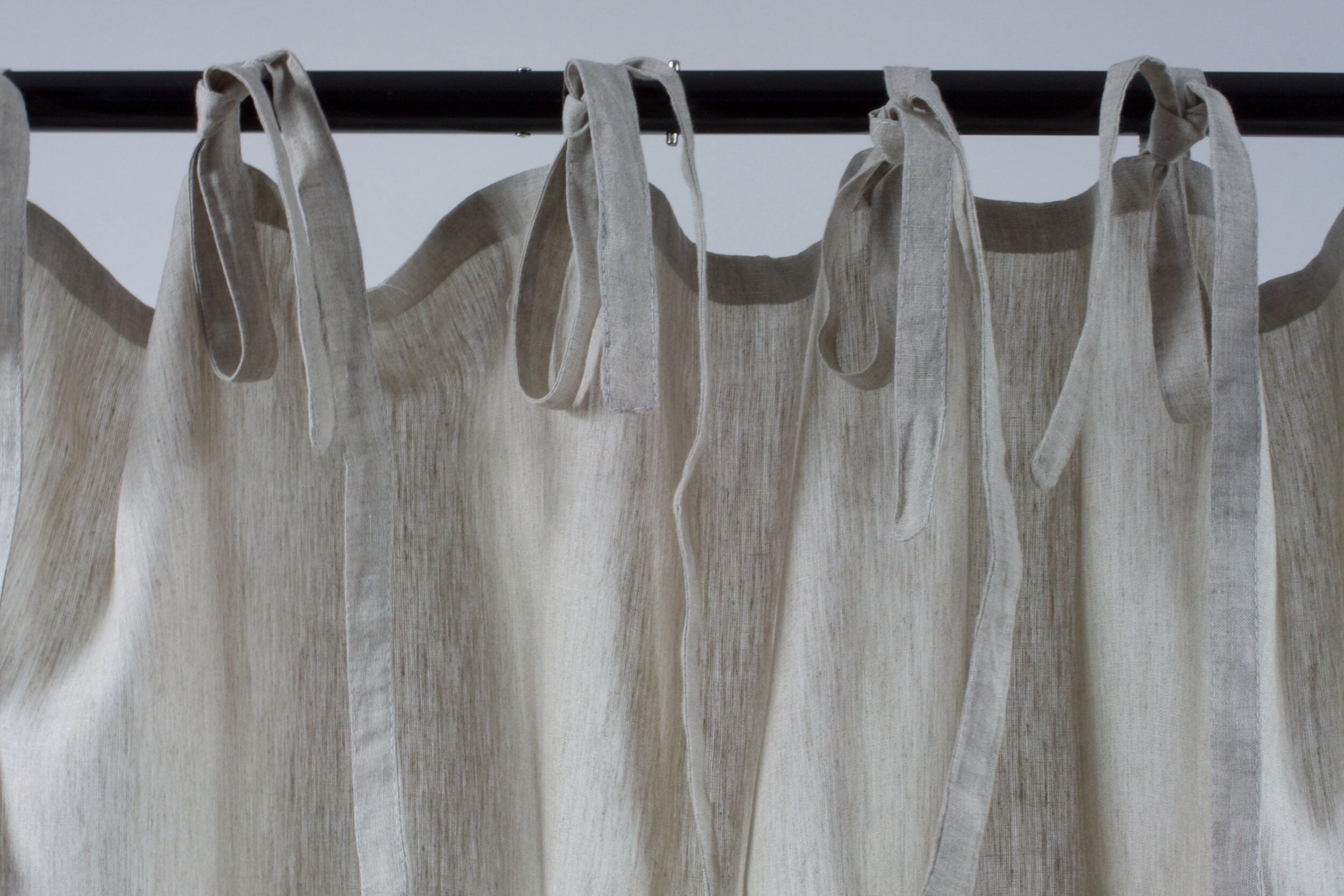 リネン　タイトップカーテン　ホワイト ホワイトシアーリネンタイトップカーテン - キッチン、寝室、リビング