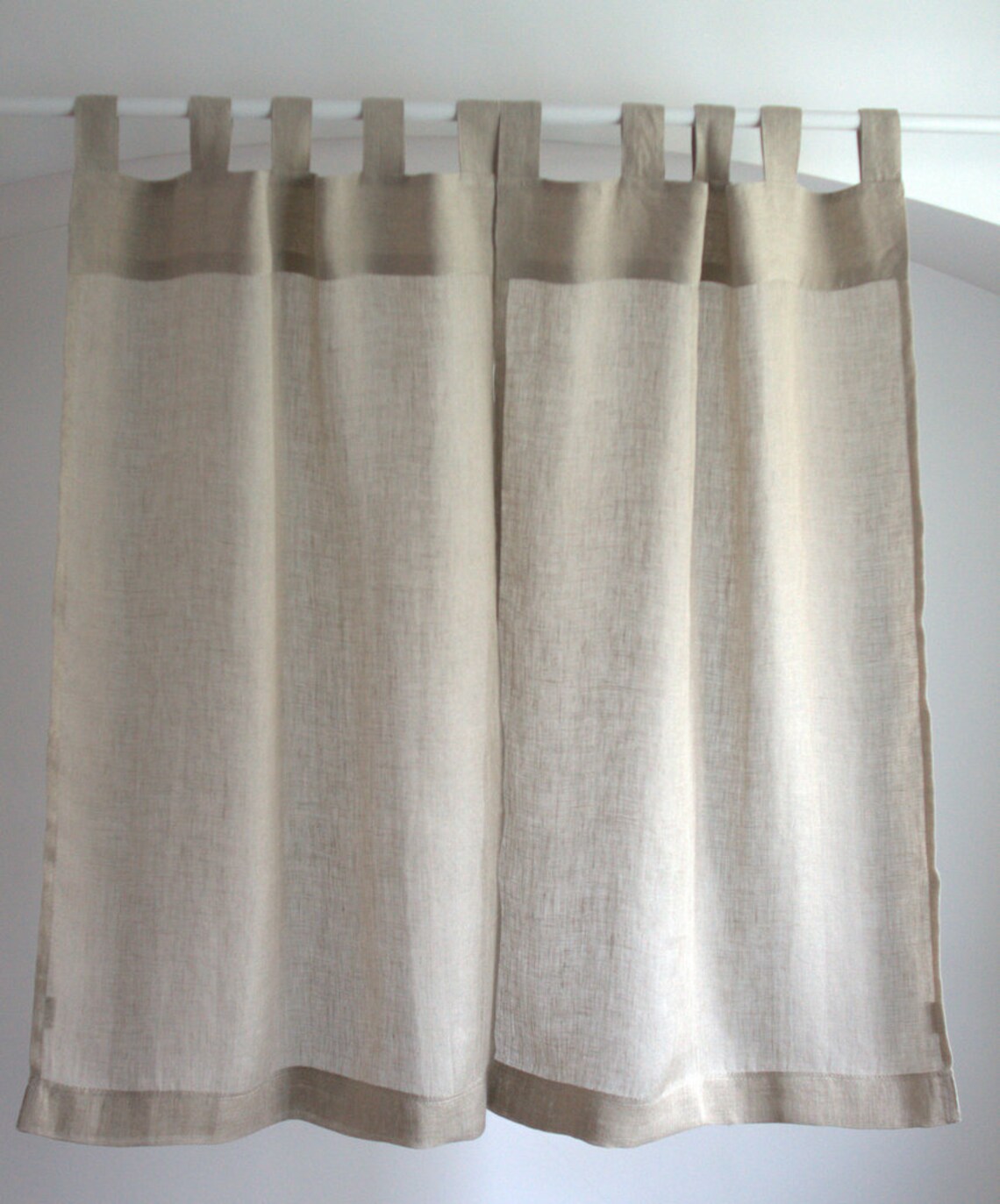 Linen Cafe Curtain White Linen Cafe Curtain Tab Top Kitchen Etsy