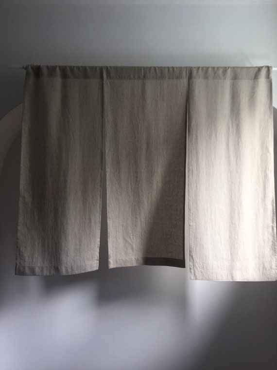 Linen Doorway Curtains, Linen Noren of Three Panels, Noren