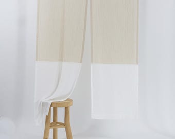 Soft Beige Noren Door Curtain - Elegant Japanese Panel for Privacy and Decor