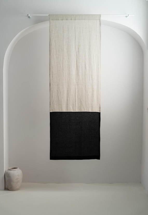 Linen Room Divider Curtain - Custom Two-Tone Colors Panel