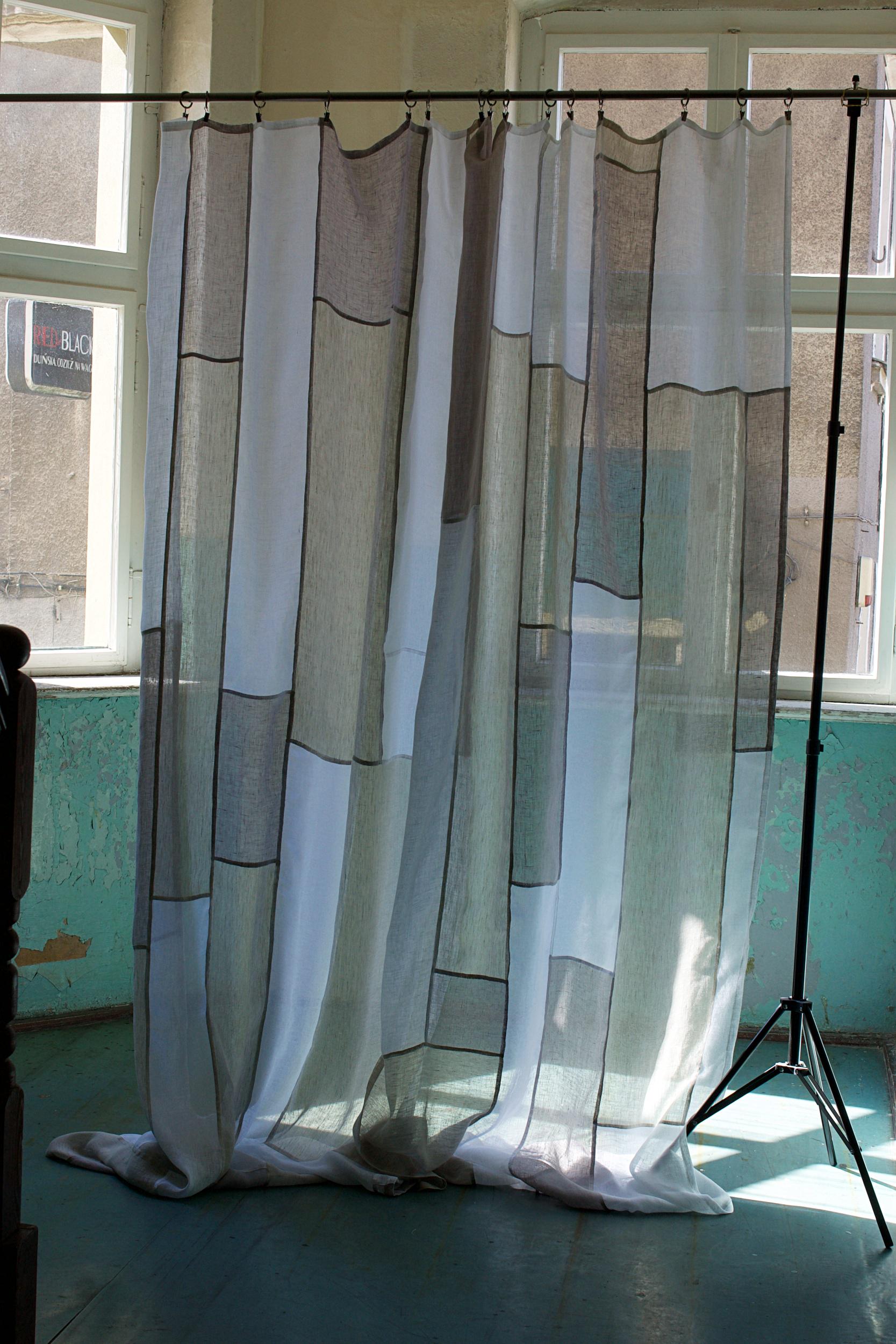 Bojagi Linen Curtain: Navy Blue Patchwork Style - Etsy