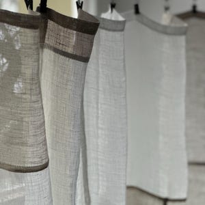 Pojagi Linen Curtain: Korean Patchwork, Beige Cafe Curtain Panel