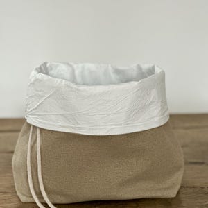 Handmade Linen Bread Basket: Rustic Kitchen Storage, Eco-Friendly