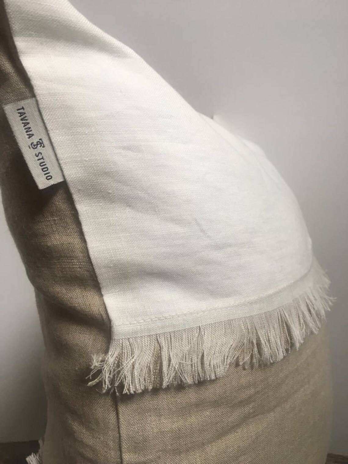 Linen Decorative Pillow Cover with Fringes Ivory Natural Etsy