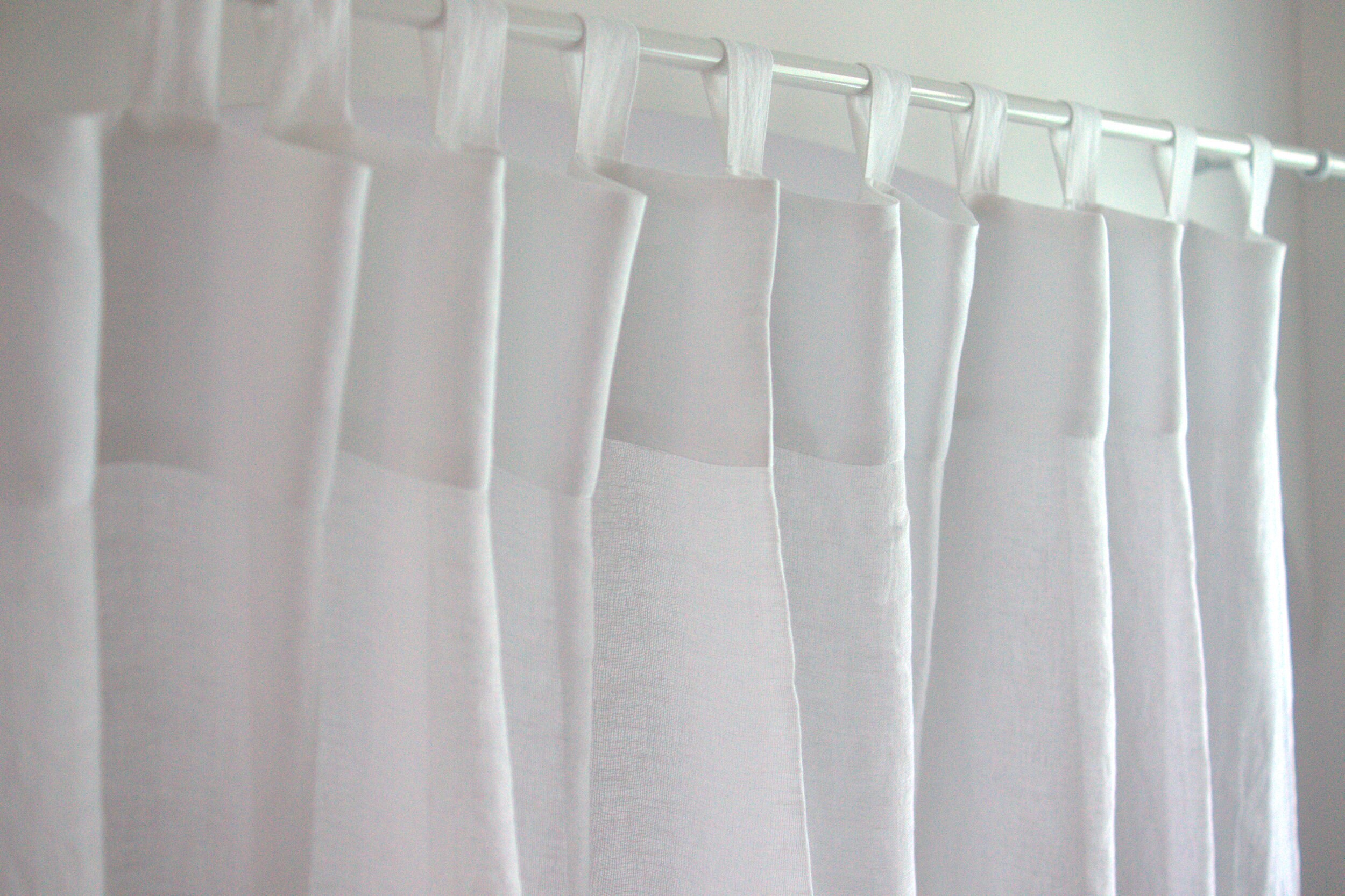 Linen Curtain Tab Top Sheer Linen Curtain Washed White Linen Etsy UK
