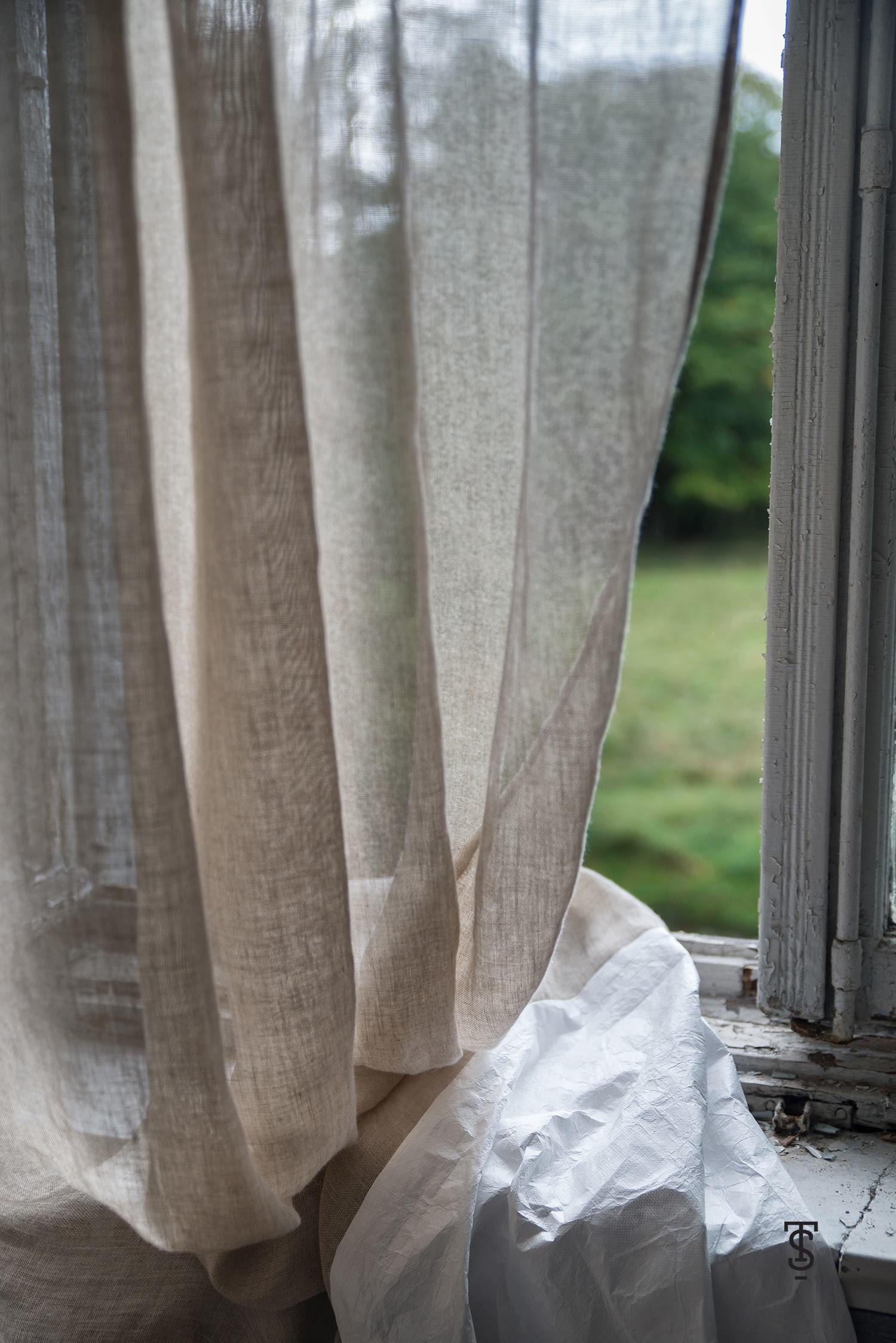Sheer natural linen curtain panels in rustic style | Etsy