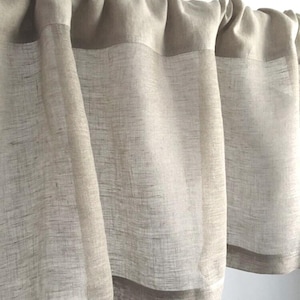 Rustic Linen Kitchen Valance, Sheer Cafe Curtain, Rod Pocket Window