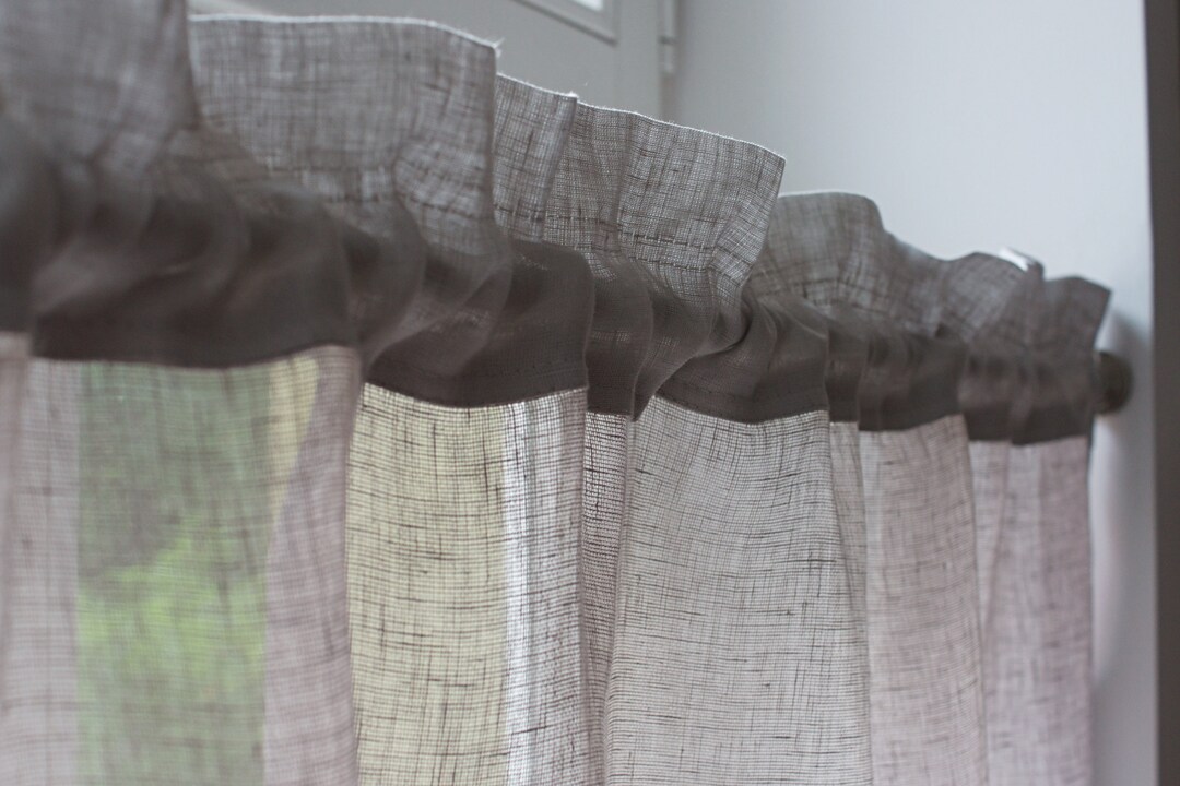 Kitchen Curtains in Grey, Cafe Curtains for Kitchen, Shabby Chic