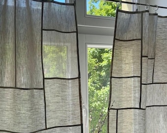 Linnen pojagi-gordijn: Koreaans patchwork cafégordijnpaneel