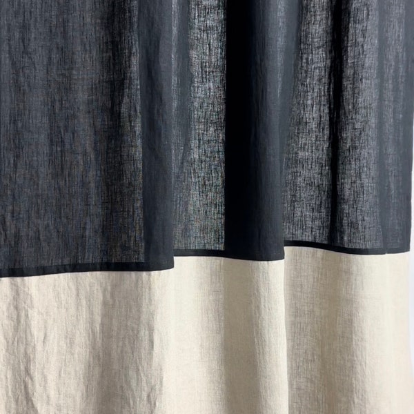 Linen Curtain for Living Room, Double Color Curtain Panel, Black Linen Curtain, Window Linen Panel, Rod Pocket Curtain, Custom Linen Curtain