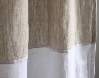 Linen Curtains for Living Room, Two Tone Curtains, Rod Pocket Linen Curtain, Oatmeal Curtain, Linen Panel in Two Colors, Double Color Panel