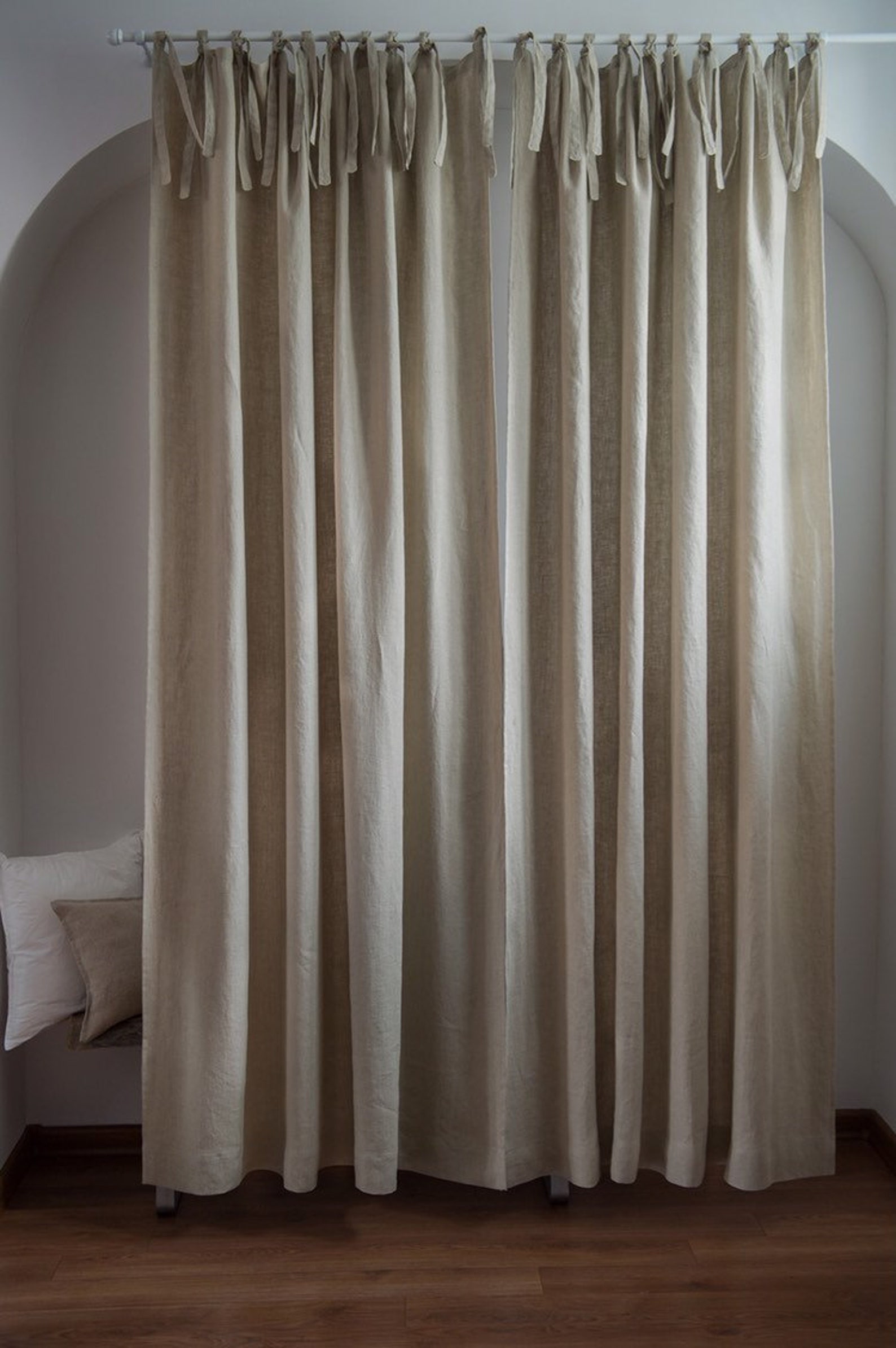 Tie Top Linen Curtain in Natural Color Long Linen Curtain Etsy