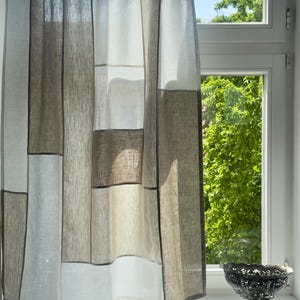 Patchwork Curtain Linen, Linen Pojagi Custom, Korean Patchwork Curtain, Korean Linen Curtains, Bojagi Cafe Curtain, Curtain Patchwork