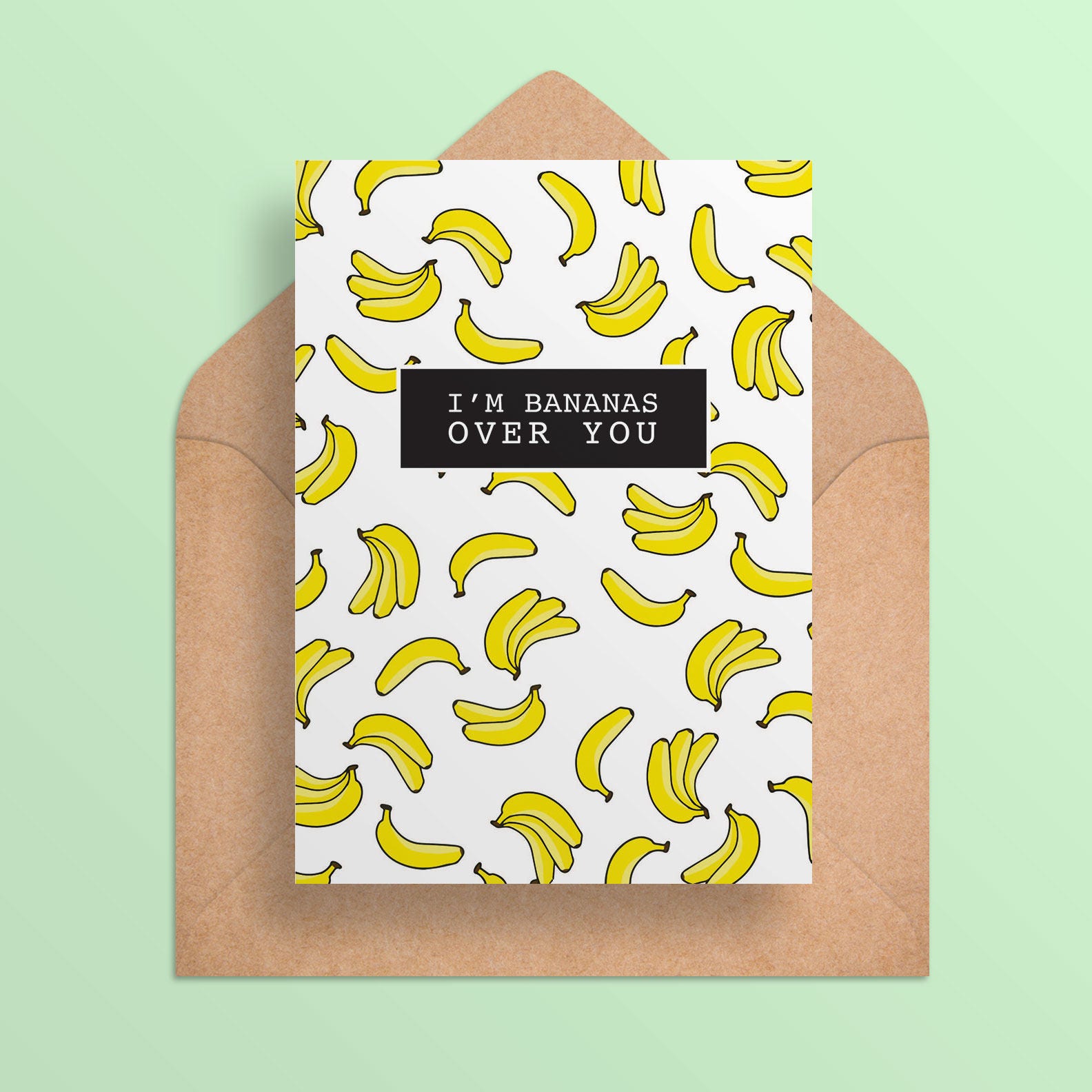 Printable Valentine Card Bananas Over You Valentine Pun Etsy