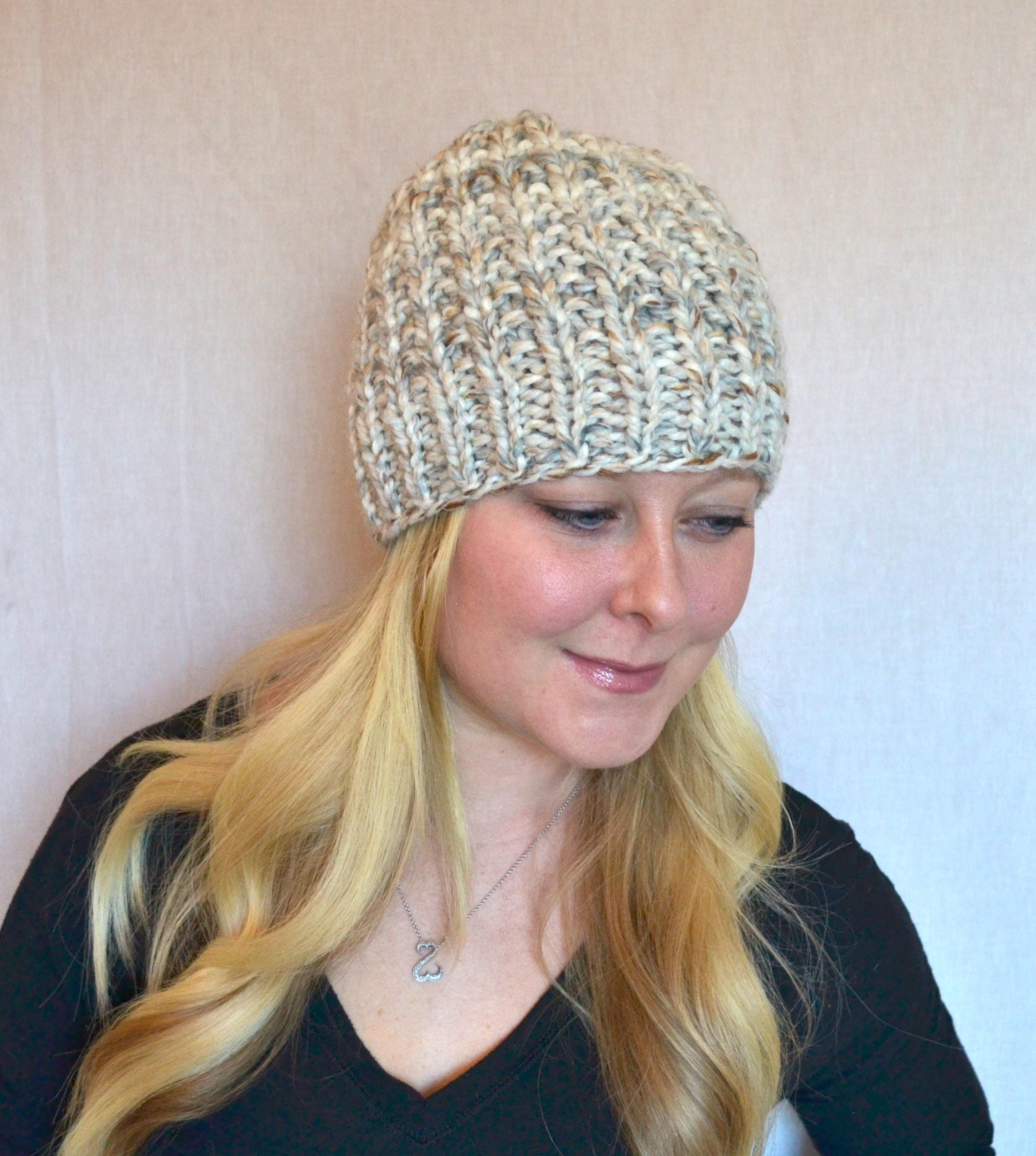Chandler Knitted Hat in Fossil Broken Rib Stitch Knit Beanie | Etsy