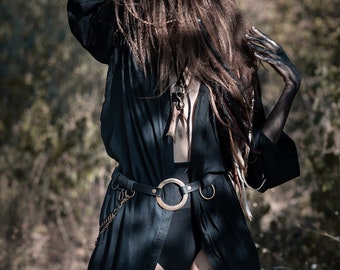 Cintura da strega con anello a O in pelle: cintura avvolgente Gothic Luna