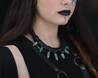 Ocean Jasper Choker - Witchy Pagan Spike Choker Necklace - Celtic Witch Jewelry