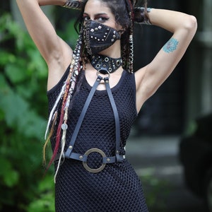 Witchy Leather Chest Harness with O-Ring Ultimate Mystic Style Burning Man Clothing Women image 7