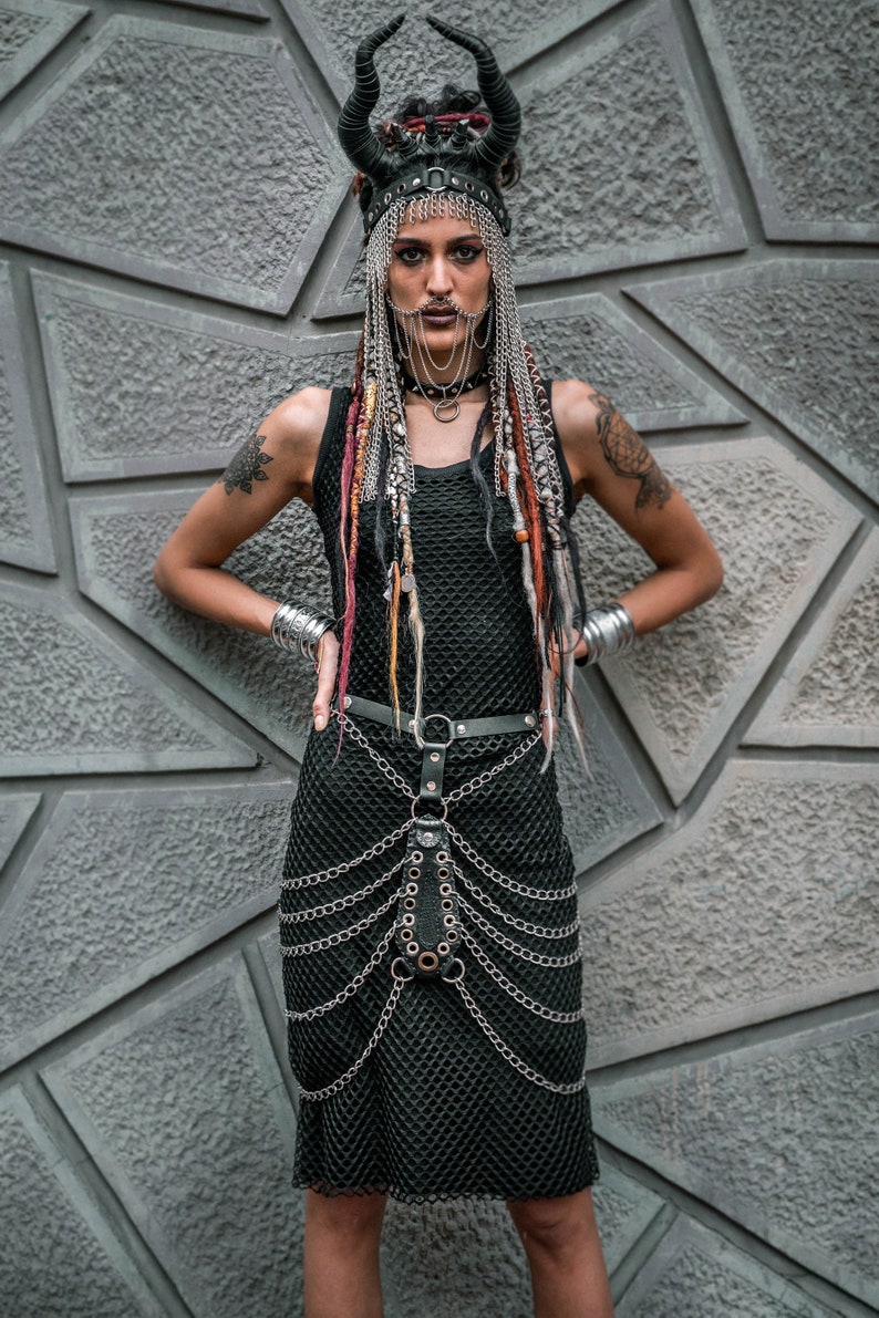 Metal Chain Skirt Festival Post Apocalyptic Skirt Harness O-Ring Skirt